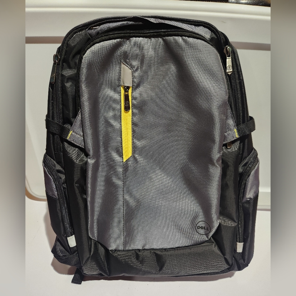 Dell Laptop Backpack - Grey And Black with Yellow Accent